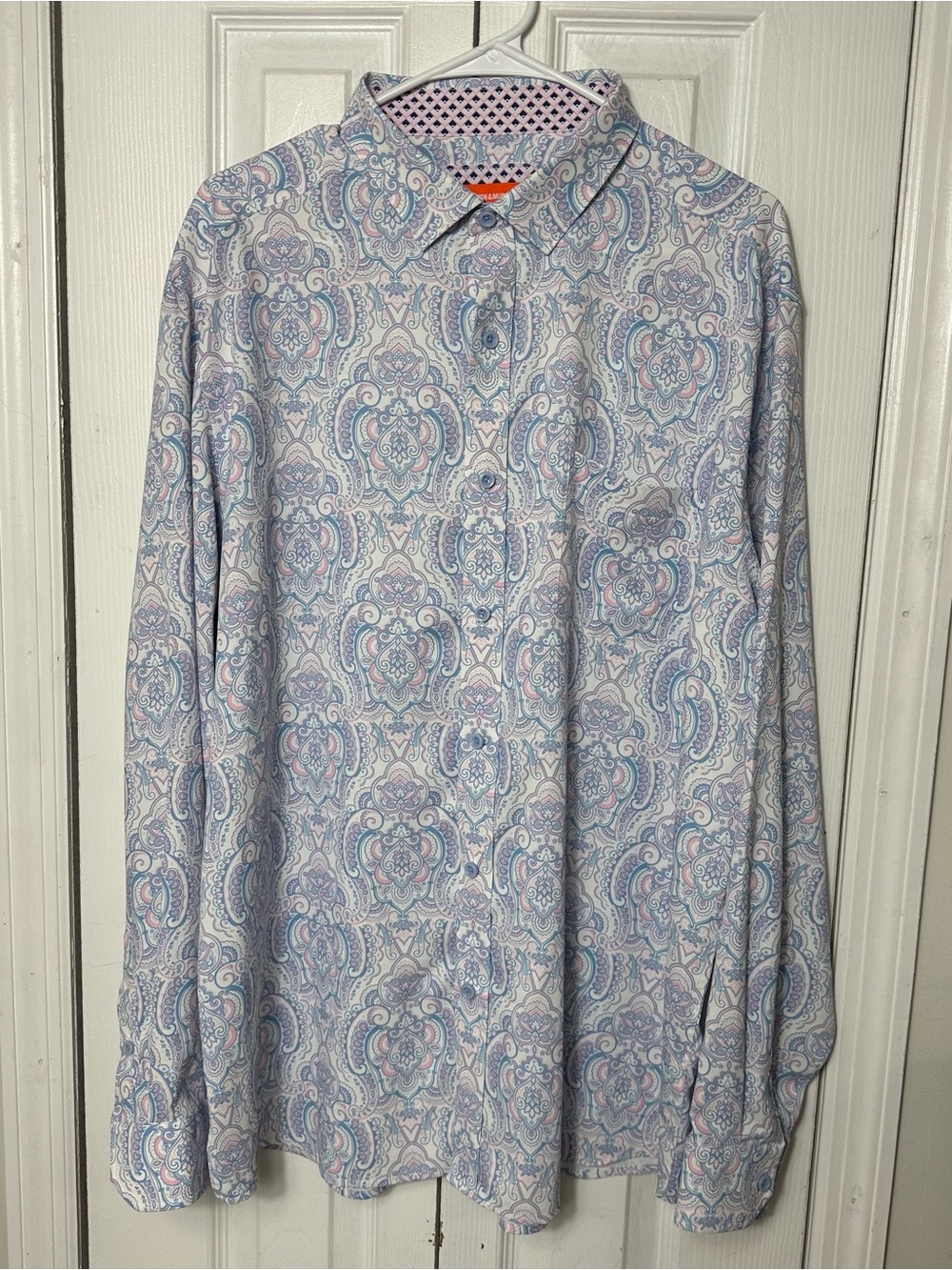 Johnston & Murphy Men's Paisley Button-Down Shirt - Light Blue & Pink